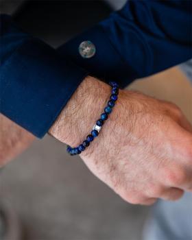 Preview: Armband mit 6 mm blauem Tigerauge-Stein - Dark Blue 6mm